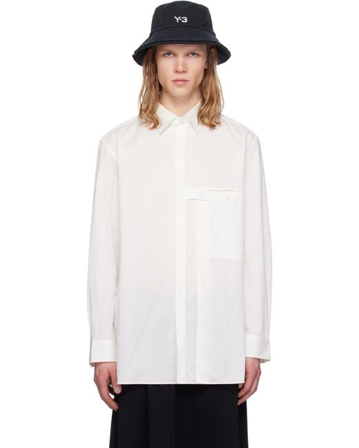 メンズ Y-3 ホワイト プリーツ ポケットシャツ White