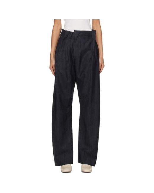 MM6 by Maison Margiela Black Pinstripe Wool Trousers