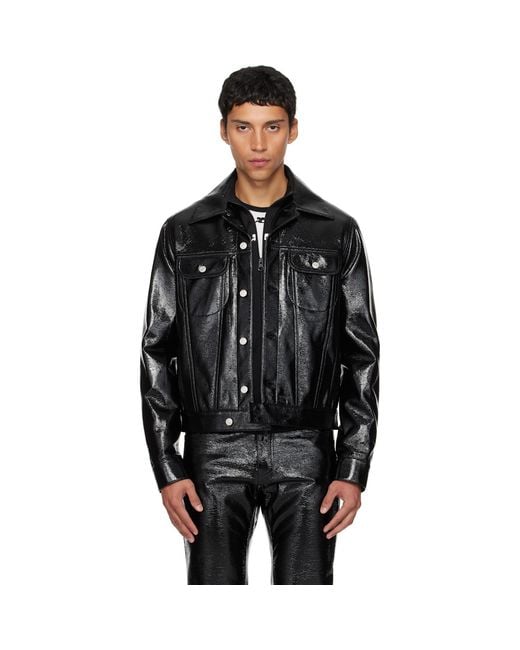 Courreges Black Vinyl Trucker Jacket for men