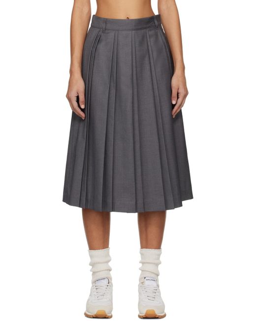 DUNST Black Double Pleats Midi Skirt