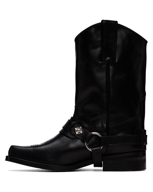 Toga Virilis Black Hard Leather Boots for men