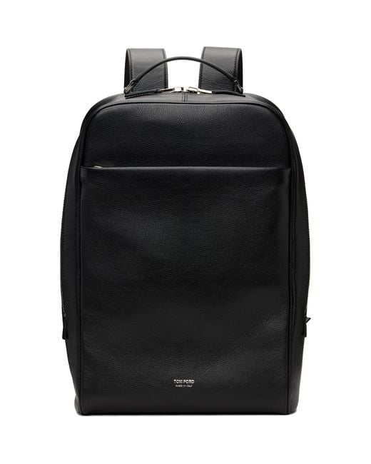Tom Ford Black Grain Leather Minimal Backpack for men