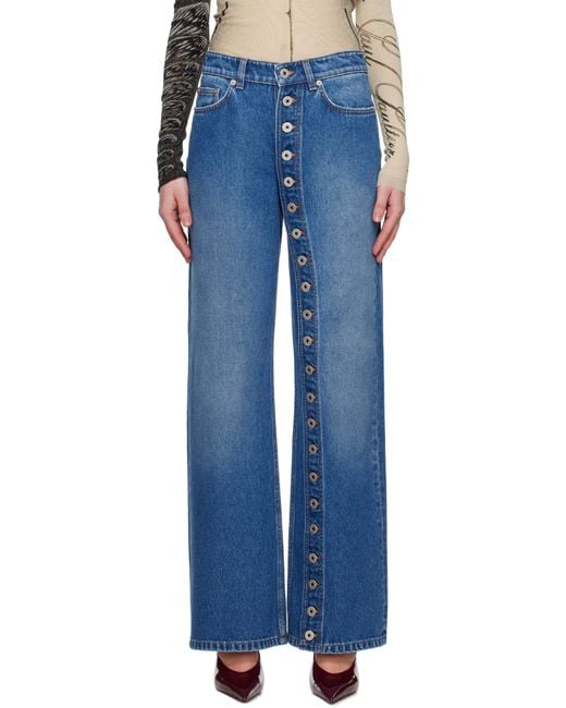 Jean Paul Gaultier Blue 'The Buttoned Denim' Jeans