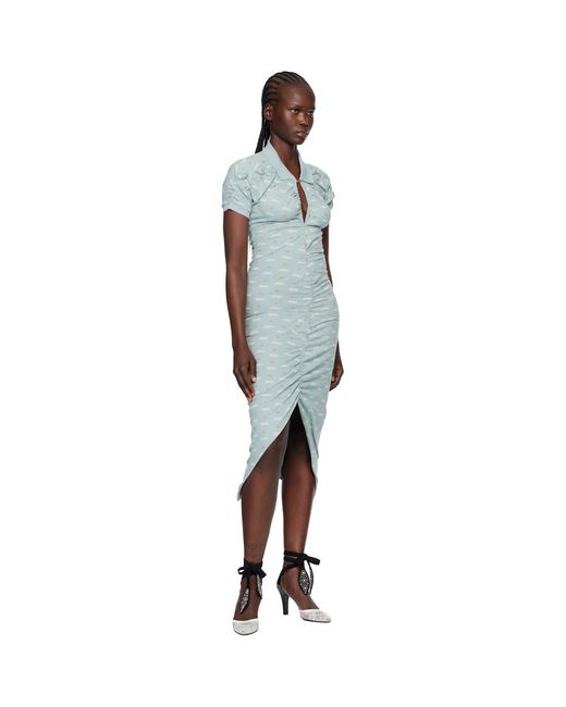 Vivienne Westwood Black Printed Piquet Pulling Midi Dress