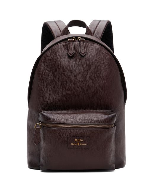 Polo Ralph Lauren Brown Pebbled Leather Backpack for men