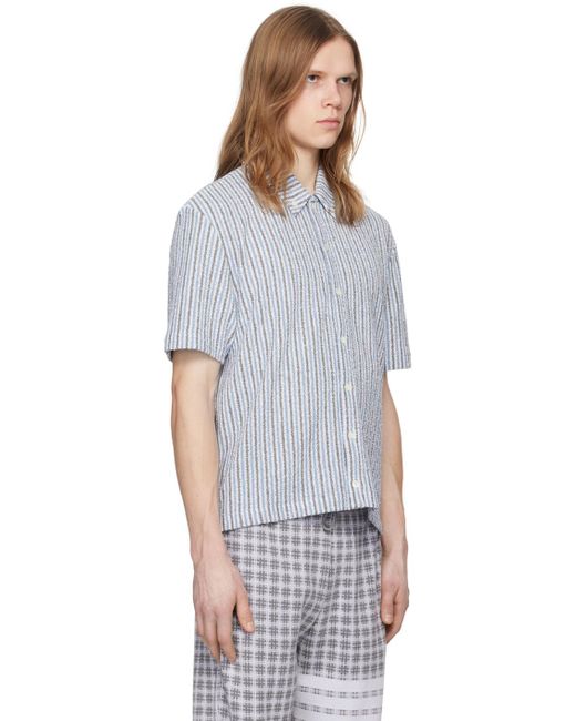 Thom Browne Multicolor Blue & Gray Striped Shirt for men