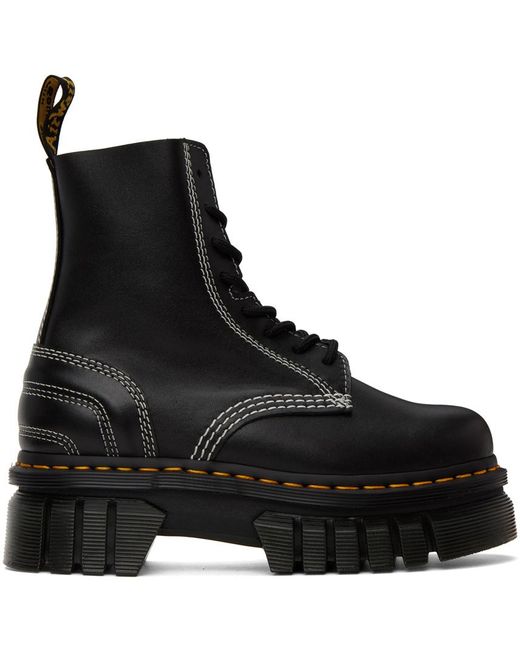 Dr. Martens Black Audrick White Stitch Platform Lace Up Boots | Lyst UK