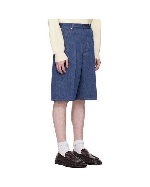 Bottega Veneta Blue Melange Drill Shorts for men