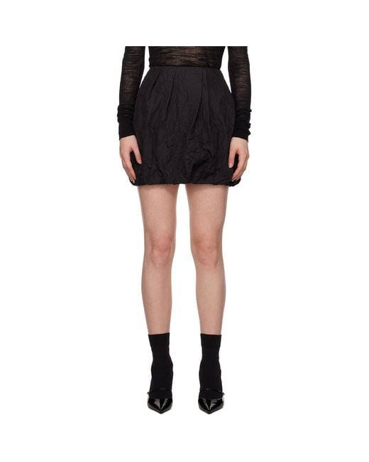 Juun.J Black Crinkled Drape Miniskirt