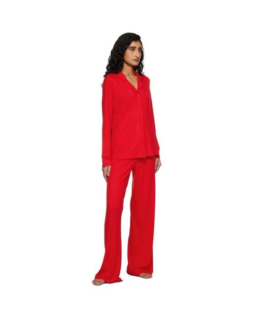 Skims Red Soft Lounge Sleep Pyjama Set