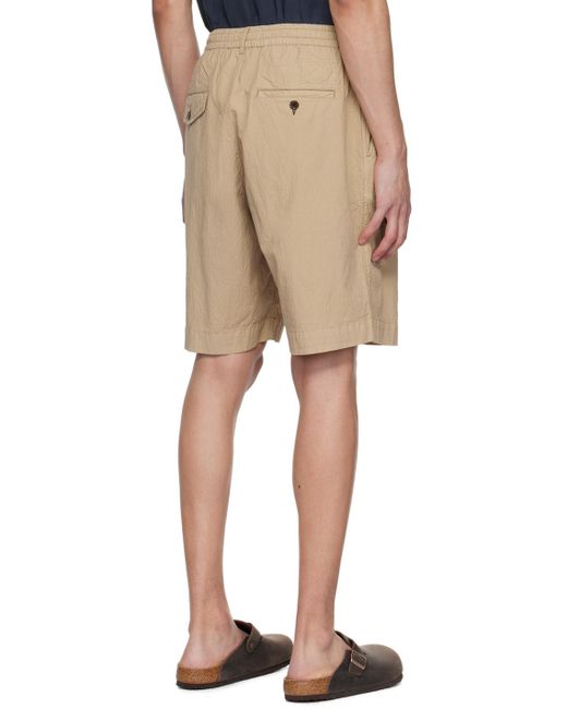 Universal Works Natural Taupe Pleated Shorts for men