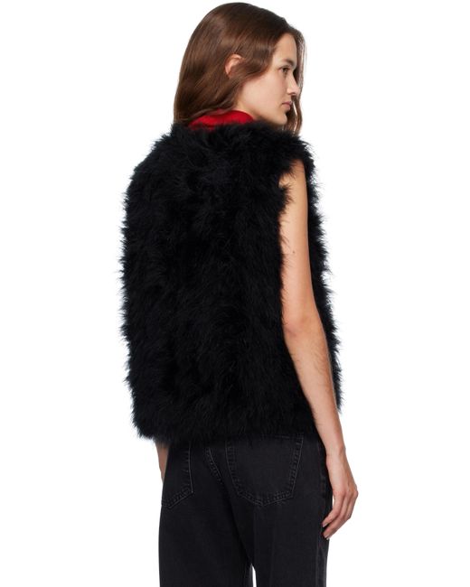Yves Salomon Black Cropped Feather Vest