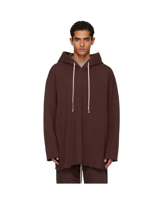 Rick Owens Brown Burgundy Concordians Peter Hoodie for men