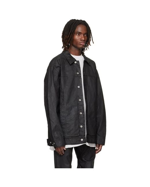 Rick Owens Black Temple Jumbo Worker Denim Jacket for men