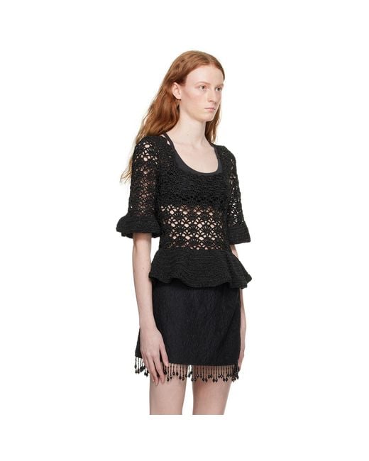 Ganni Black Metallic Blouse