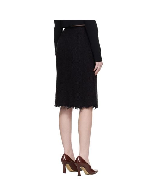 Jil Sander Black Frayed Edge Midi Skirt