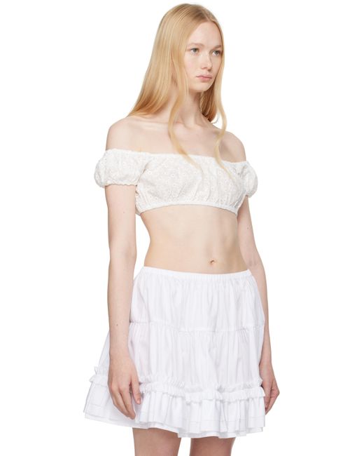 YUHAN WANG Black Floral Embroidered Crop T-Shirt