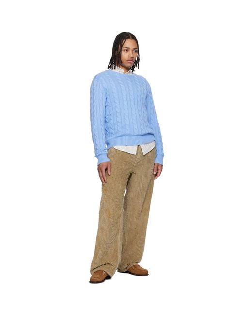 Polo Ralph Lauren Blue Cable-Knit Cotton Sweater for men