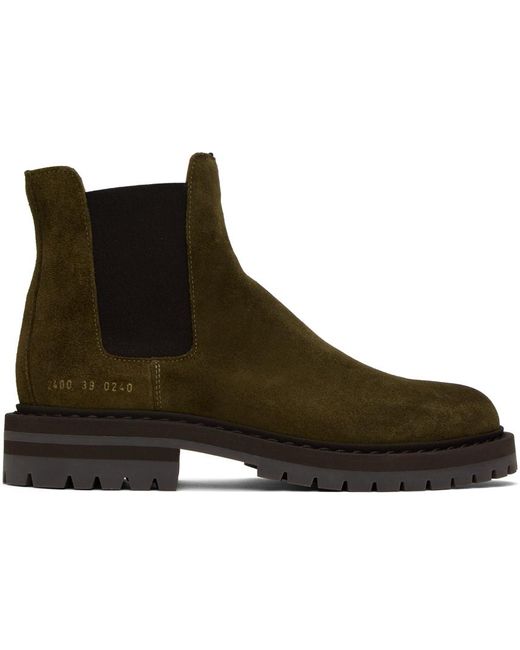 Common Projects Black Khaki Stamped Chelsea Boots for men