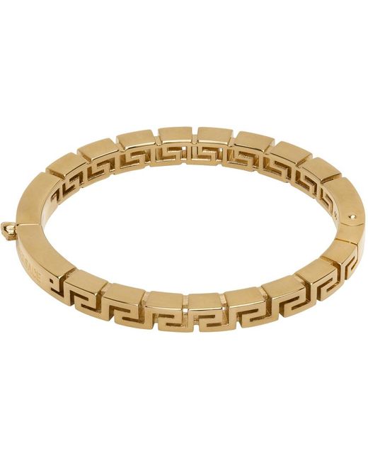 Versace Metallic Gold Greca Bangle Bracelet for men