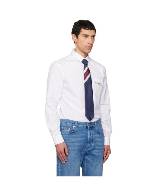 Moschino Blue Cotton Denim Shirt for men