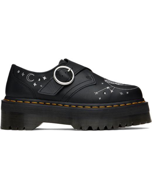 Dr. Martens Black Celestial Moth Leather Platform Monkstraps