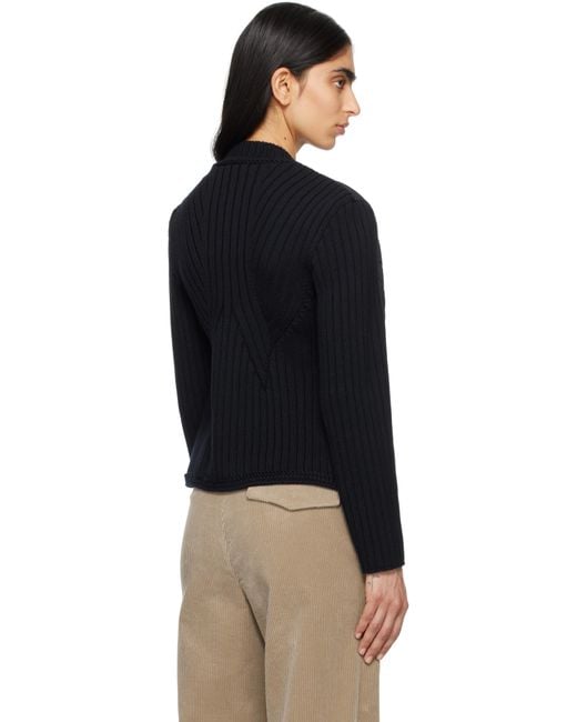 Moncler Black Padded Wool Down Cardigan