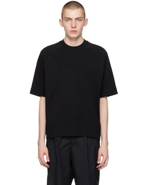 T-shirt noir à logo gaufré Emporio Armani pour homme en coloris Black