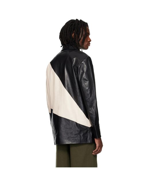 Entire studios Black Off- Block Leather Shirt for men