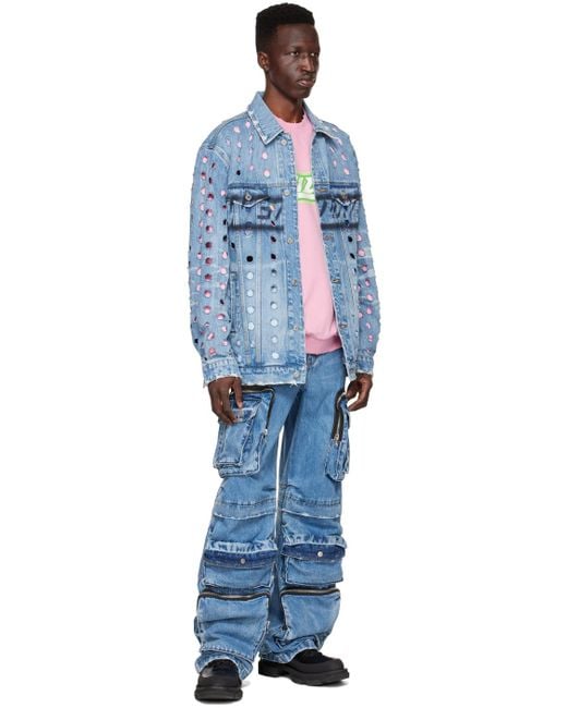 we11done Blue Logo Denim Jacket for men