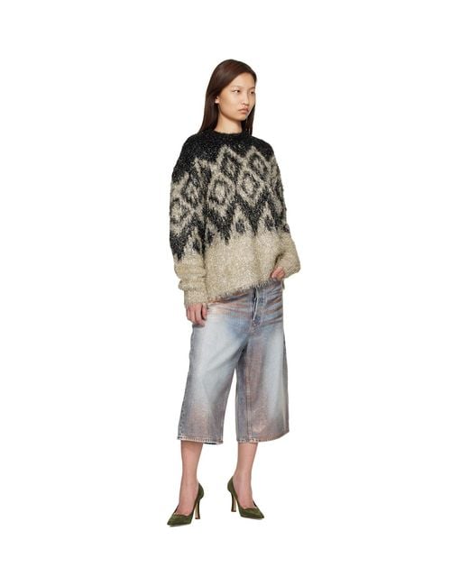 Acne Gray Glitter Dawn Denim Shorts