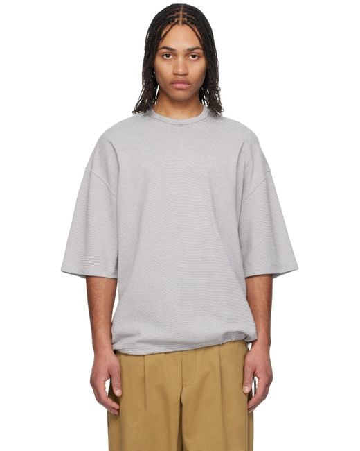 メンズ Comme des Garçons ホワイト＆グレー ボーダー Tシャツ Gray