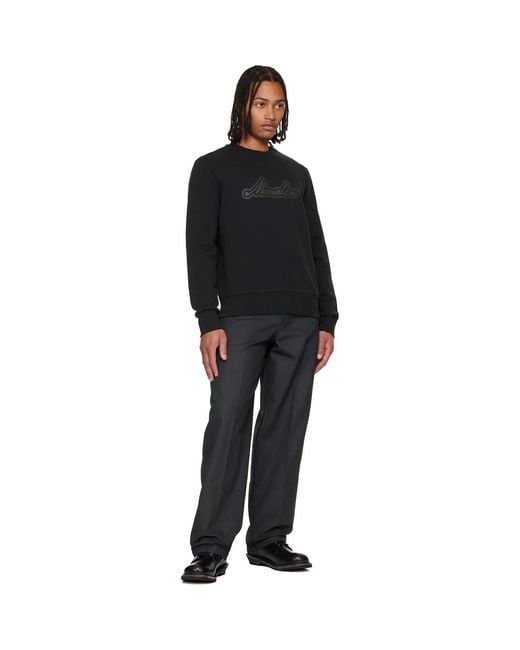 Moncler Black Cursive Logo Cotton Sweatshirt for men