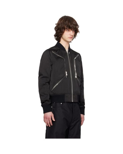 Rick Owens Black Temple Heizer Flight Bomber Jacket for men