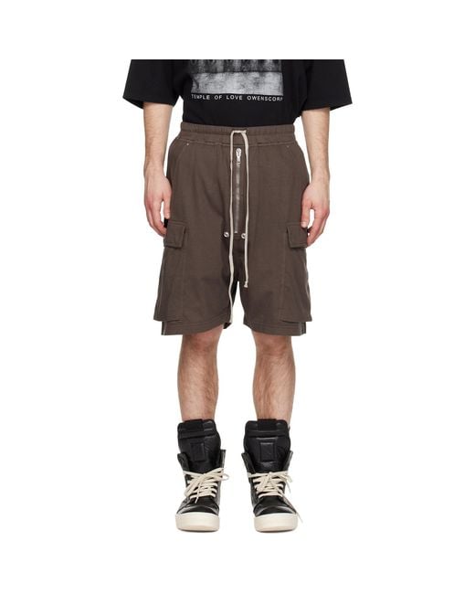 Rick Owens Black Temple Medium Jersey Cargobela Shorts for men