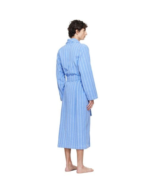 Tekla Blue Terry Classic Bathrobe for men