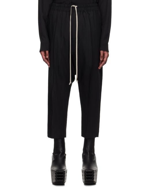 メンズ Rick Owens ブラック Hollywood ドローストリング クロップド