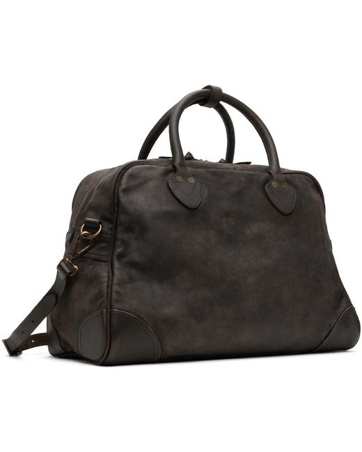 RRL Black Leather Duffle Bag for men