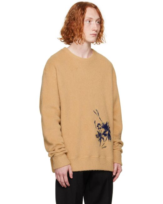 Jil Sander Black Tan Crewneck Sweater for men