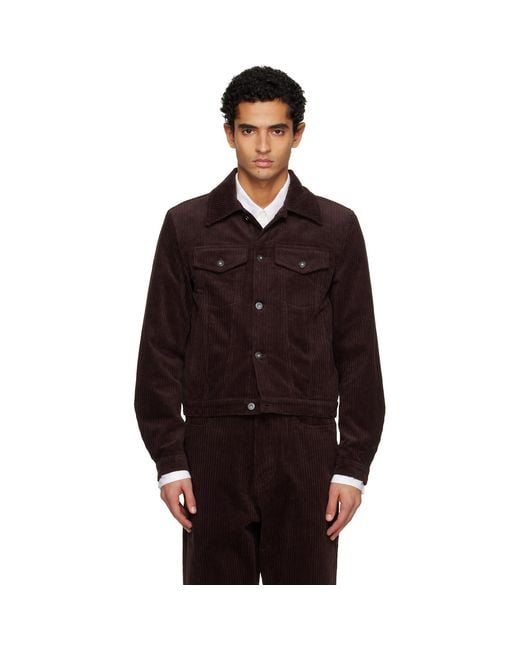 TONYWACK Red Corduroy Trucker Jacket for men