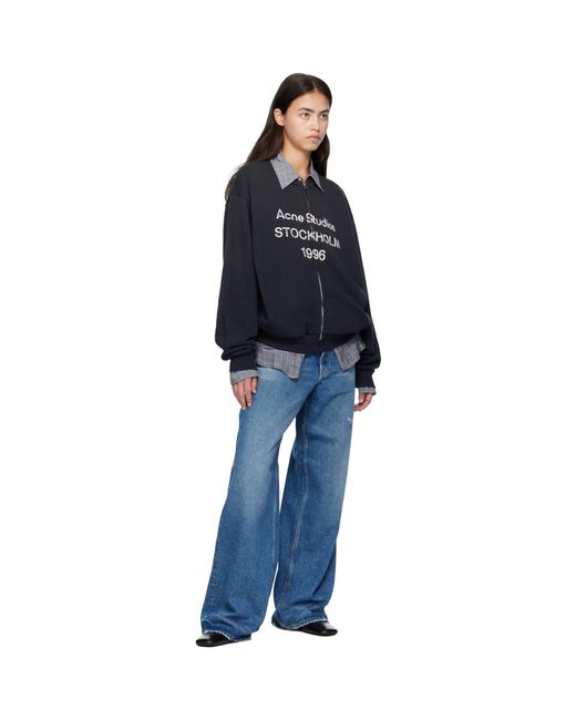 Acne Blue Logo Zip Sweater