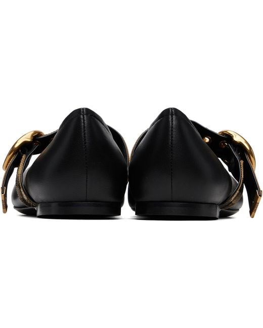 Burberry Black Check Strap Leather Robin Ballerina Flats