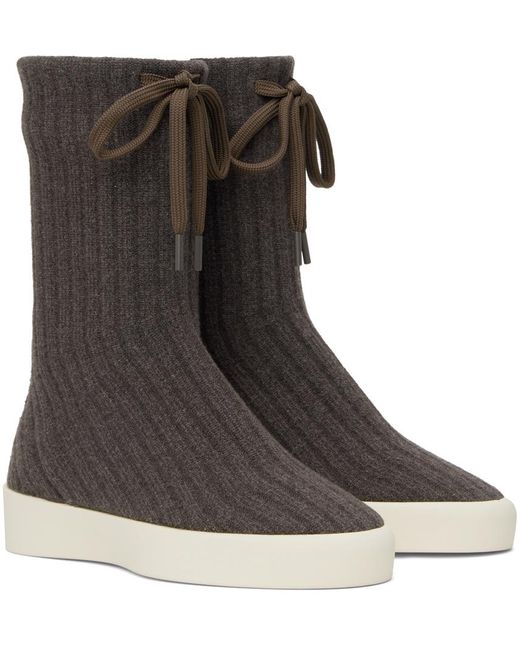Fear Of God Brown Moc Knit High Sneakers for men