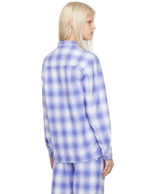 Tekla Blue Check Pyjama Shirt