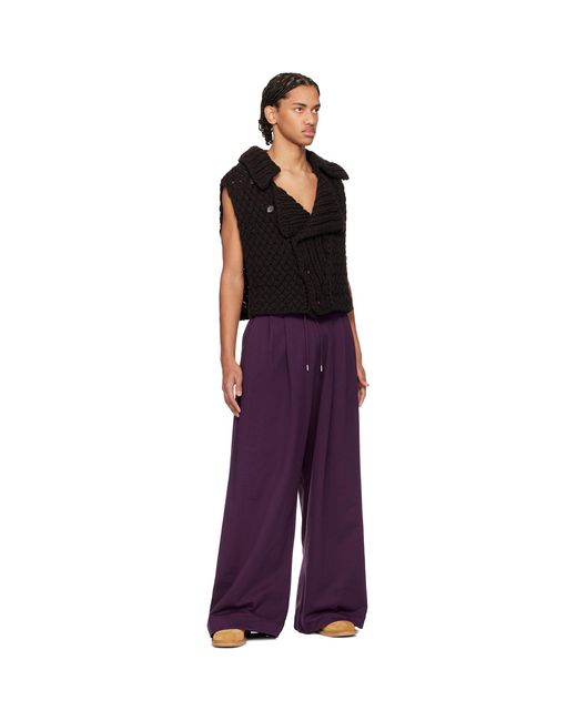 Dries Van Noten Purple Pleated Sweatpants for men