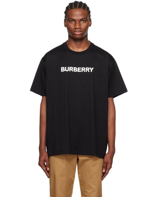 T-shirt noir à logo contrecollé Burberry pour homme en coloris Black