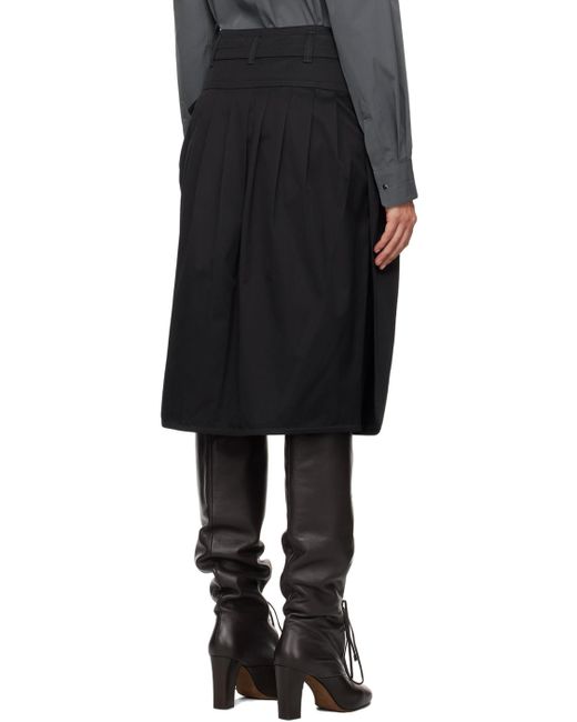 Lemaire Black Pleated Belted Midi Skirt