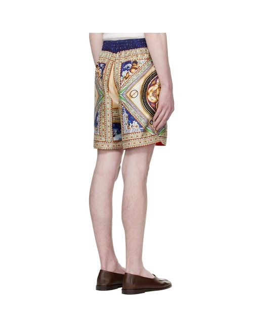Casablanca Black 'Plafond Orne De Musique' Silk Shorts for men