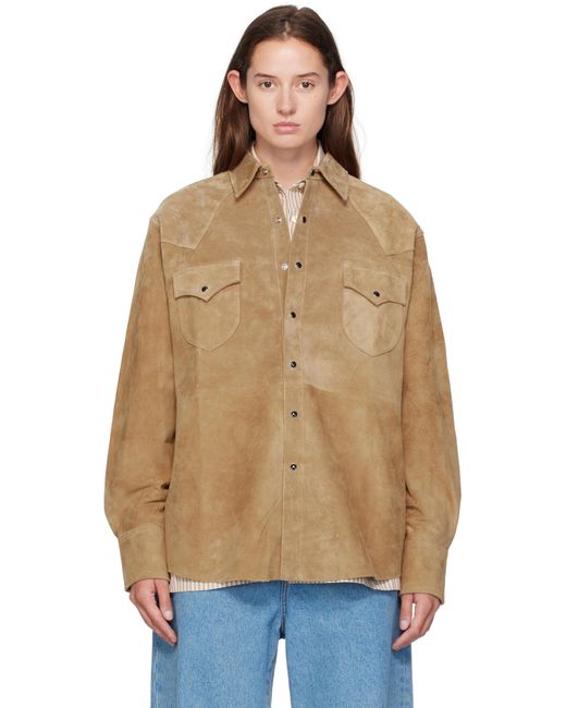 Carter Young Blue Tan Western Suede Shirt