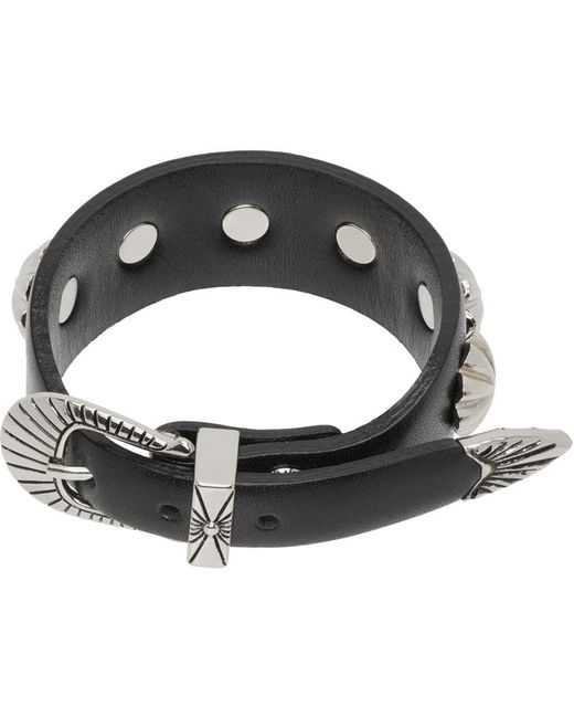 Toga Black Concho Leather Bracelet